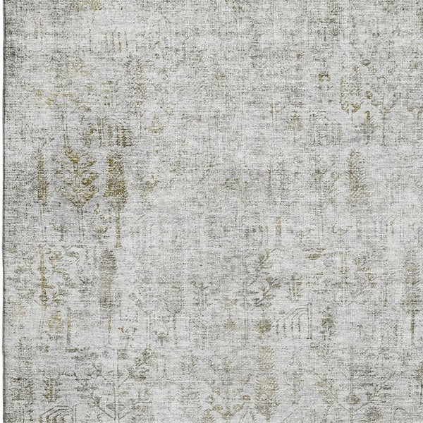 HomeRoots 8' X 10' Elegant Floral Washable Area Rug - Silver, Ivory, and Beige with UV Protection & Stain Resistance 684134