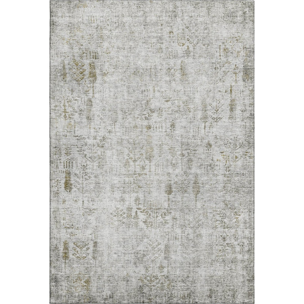 HomeRoots 9' X 12' Elegant Silver Ivory Beige Floral Area Rug - Washable, UV Protected & Stain Resistant Design 684135