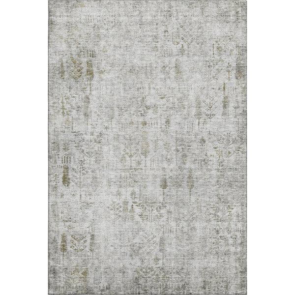 HomeRoots 9' X 12' Elegant Silver Ivory Beige Floral Area Rug - Washable, UV Protected & Stain Resistant Design 684135