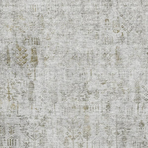 HomeRoots 9' X 12' Elegant Silver Ivory Beige Floral Area Rug - Washable, UV Protected & Stain Resistant Design 684135