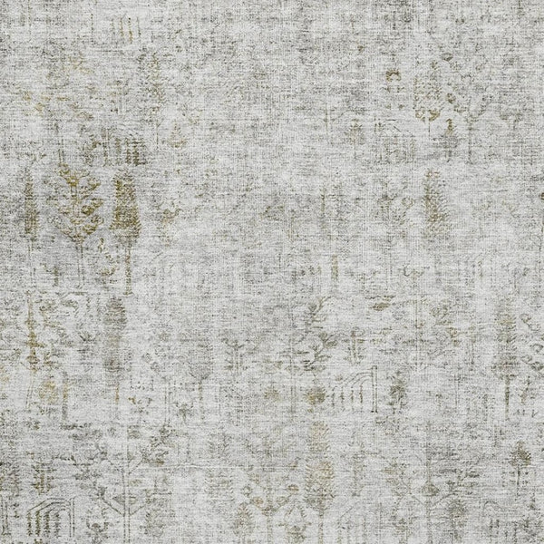 HomeRoots 9' X 12' Elegant Silver Ivory Beige Floral Area Rug - Washable, UV Protected & Stain Resistant Design 684135