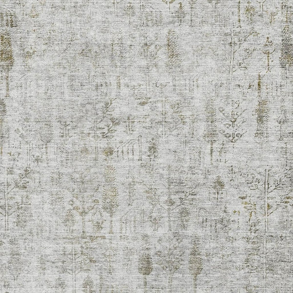 HomeRoots 10' X 14' Floral Area Rug in Silver, Ivory & Beige - Washable, UV-Protected, Perfect for High-Traffic Areas 684136