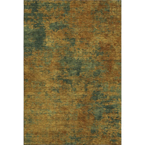 HomeRoots 5' X 8' Abstract Washable Area Rug in Copper Gold and Teal - UV Protected, Stain Resistant, Durable Design 684138