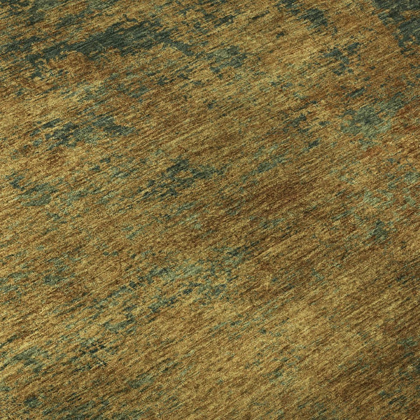 HomeRoots 5' X 8' Abstract Washable Area Rug in Copper Gold and Teal - UV Protected, Stain Resistant, Durable Design 684138