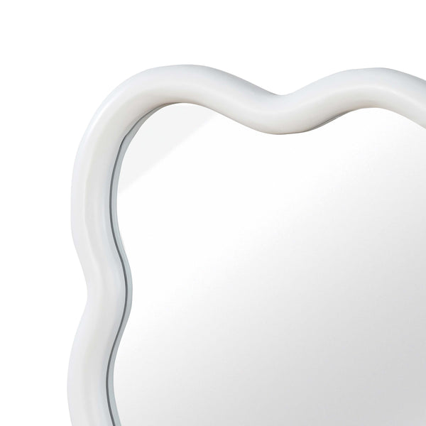 English Elm White 24"x36" Wavy Rectangle Solid Wood Frame Mirror - Elegant Bohemian Design, Tempered Glass Clarity W2203P389034