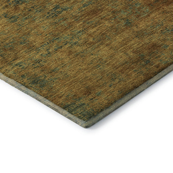 HomeRoots 9' X 12' Washable Copper, Gold & Teal Abstract Area Rug with UV Protection for Modern Homes 684141