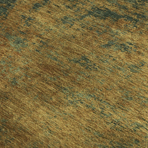 HomeRoots 9' X 12' Washable Copper, Gold & Teal Abstract Area Rug with UV Protection for Modern Homes 684141