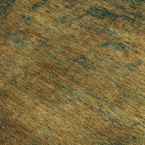 HomeRoots 9' X 12' Washable Copper, Gold & Teal Abstract Area Rug with UV Protection for Modern Homes 684141