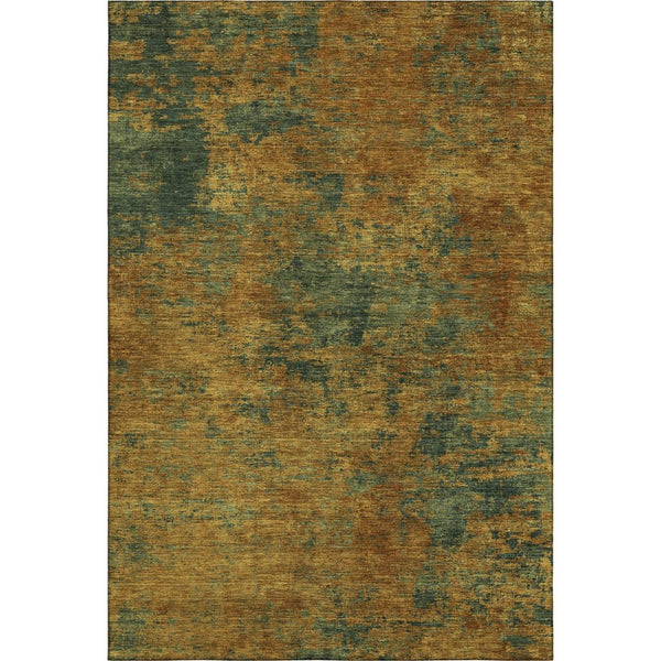 HomeRoots 10' Copper, Gold & Teal Abstract Area Rug - Washable, UV Protected, Durable for High-Traffic Spaces 684142