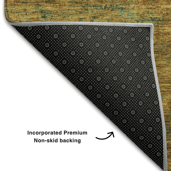 HomeRoots 10' Copper, Gold & Teal Abstract Area Rug - Washable, UV Protected, Durable for High-Traffic Spaces 684142