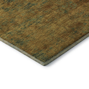 HomeRoots 10' Copper, Gold & Teal Abstract Area Rug - Washable, UV Protected, Durable for High-Traffic Spaces 684142