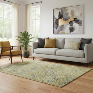 HomeRoots 5' X 8' Gold and Gray Abstract Area Rug - Washable, UV Protected, Stylish for Living Spaces & More 684144