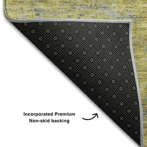 HomeRoots 8' X 10' Gold & Gray Abstract Washable Area Rug – Stylish, Durable, UV Protected for Any Room 684146
