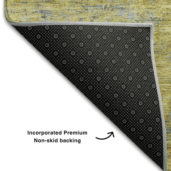 HomeRoots 8' X 10' Gold & Gray Abstract Washable Area Rug – Stylish, Durable, UV Protected for Any Room 684146