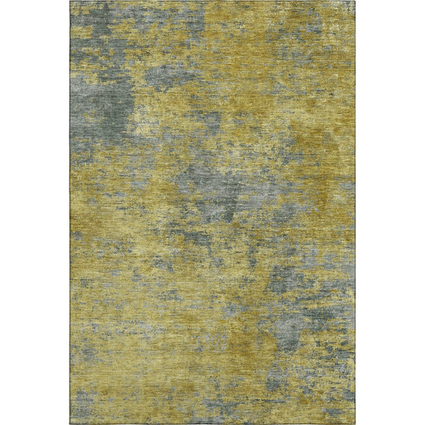 HomeRoots 9' X 12' Gold and Gray Abstract Area Rug - Washable, UV-Protected, Stylish & Durable for Any Room 684147