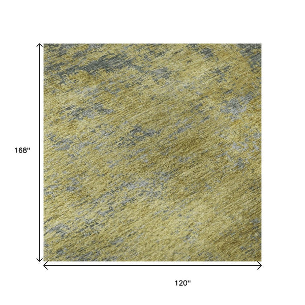 HomeRoots 10' Gold and Gray Abstract Washable Area Rug - UV Protected, Durable Design for High-Traffic Homes 684148