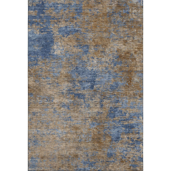 HomeRoots 5' X 8' Navy Blue & Brown Abstract Washable Area Rug - Durable, Stylish, UV-Protected, Pet-Friendly! 684150