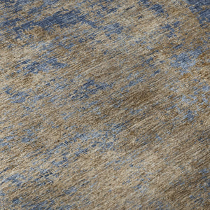 HomeRoots 5' X 8' Navy Blue & Brown Abstract Washable Area Rug - Durable, Stylish, UV-Protected, Pet-Friendly! 684150