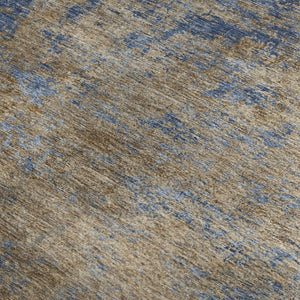 HomeRoots 5' X 8' Navy Blue & Brown Abstract Washable Area Rug - Durable, Stylish, UV-Protected, Pet-Friendly! 684150