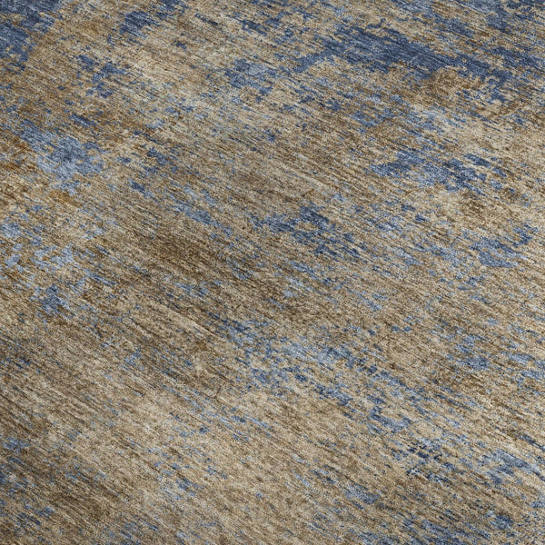 HomeRoots 5' X 8' Navy Blue & Brown Abstract Washable Area Rug - Durable, Stylish, UV-Protected, Pet-Friendly! 684150