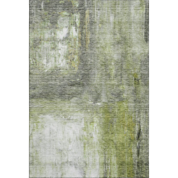 HomeRoots 10' X 14' Artichoke Green Abstract Area Rug - Durable, Washable, UV Protected, Perfect for Families! 684166