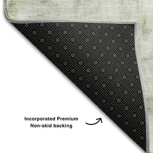HomeRoots 10' X 14' Artichoke Green Abstract Area Rug - Durable, Washable, UV Protected, Perfect for Families! 684166