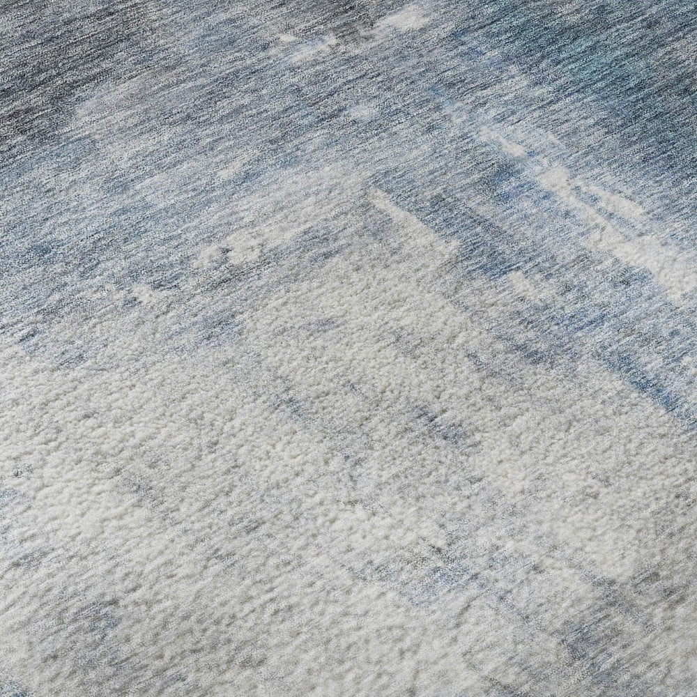 HomeRoots 5' X 8' Washable Abstract Area Rug in Blue, Ivory & Gray with UV Protection for Modern Spaces 684168