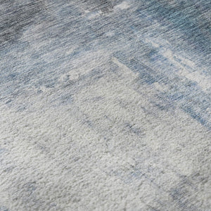 HomeRoots 8' X 10' Contemporary Blue, Ivory & Gray Abstract Washable Area Rug with Stain Resistance & UV Guard 684170