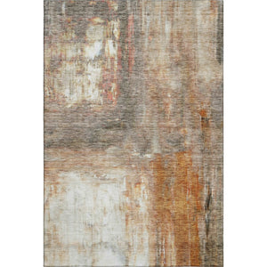HomeRoots 8' X 10' Copper Gray and Ivory Abstract Washable Area Rug - Durable, UV-Protected, Easy-Care Design 684176