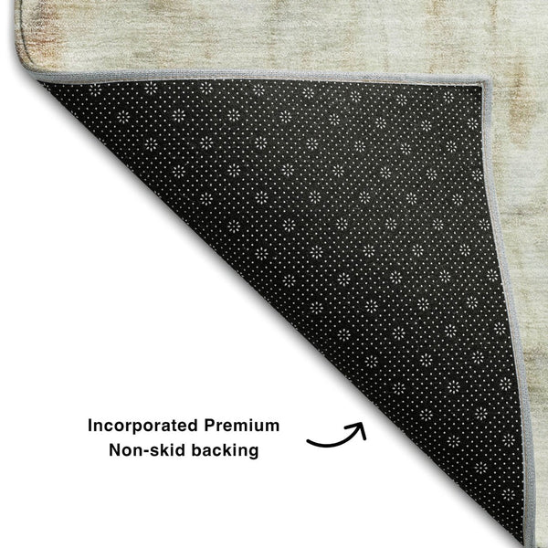 HomeRoots 8' X 10' Copper Gray and Ivory Abstract Washable Area Rug - Durable, UV-Protected, Easy-Care Design 684176