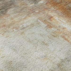 HomeRoots 8' X 10' Copper Gray and Ivory Abstract Washable Area Rug - Durable, UV-Protected, Easy-Care Design 684176