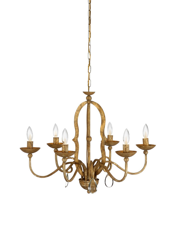 Chelsea House Newport Handcrafted Italian Chandelier In Clay Finish With Gold Highlights — Timeless Dining Focal Point 68418