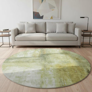 HomeRoots 8' Sage Gray & Ivory Abstract Washable Round Rug – UV Protection, Durable, Stylish for Busy Homes 684181