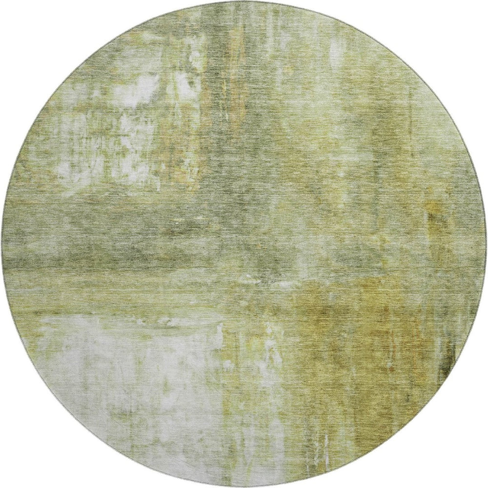 HomeRoots 8' Sage Gray & Ivory Abstract Washable Round Rug – UV Protection, Durable, Stylish for Busy Homes 684181