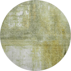 HomeRoots 8' Sage Gray & Ivory Abstract Washable Round Rug – UV Protection, Durable, Stylish for Busy Homes 684181
