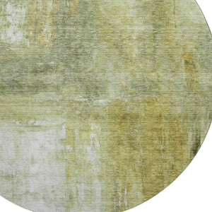 HomeRoots 8' Sage Gray & Ivory Abstract Washable Round Rug – UV Protection, Durable, Stylish for Busy Homes 684181
