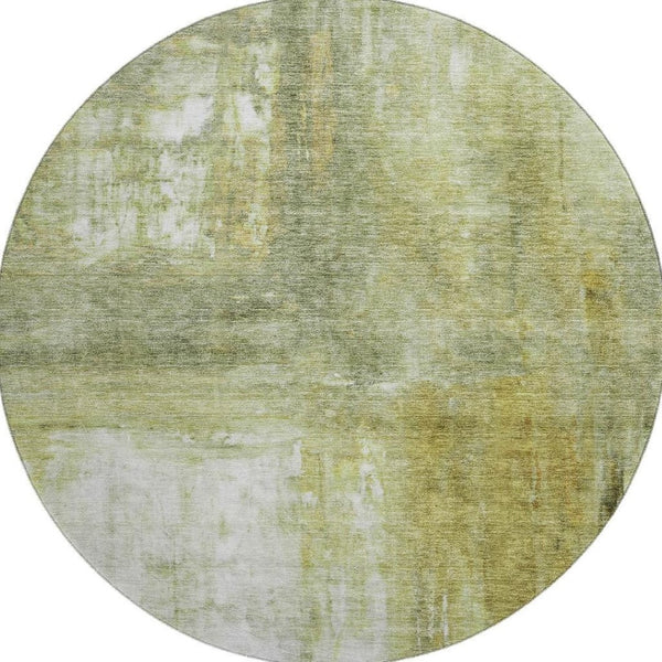 HomeRoots 8' Sage Gray & Ivory Abstract Washable Round Rug – UV Protection, Durable, Stylish for Busy Homes 684181