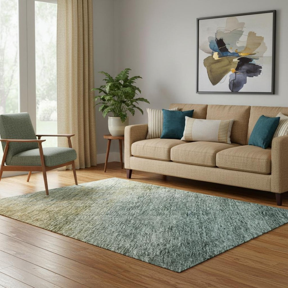 HomeRoots 5' X 8' Contemporary Blue and Brown Abstract Area Rug – Washable, Durable, UV-Protected Design! 684186