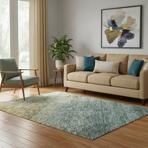 HomeRoots 5' X 8' Contemporary Blue and Brown Abstract Area Rug – Washable, Durable, UV-Protected Design! 684186