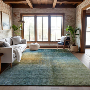 HomeRoots 5' X 8' Contemporary Blue and Brown Abstract Area Rug – Washable, Durable, UV-Protected Design! 684186
