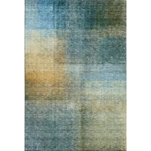 HomeRoots 5' X 8' Contemporary Blue and Brown Abstract Area Rug – Washable, Durable, UV-Protected Design! 684186