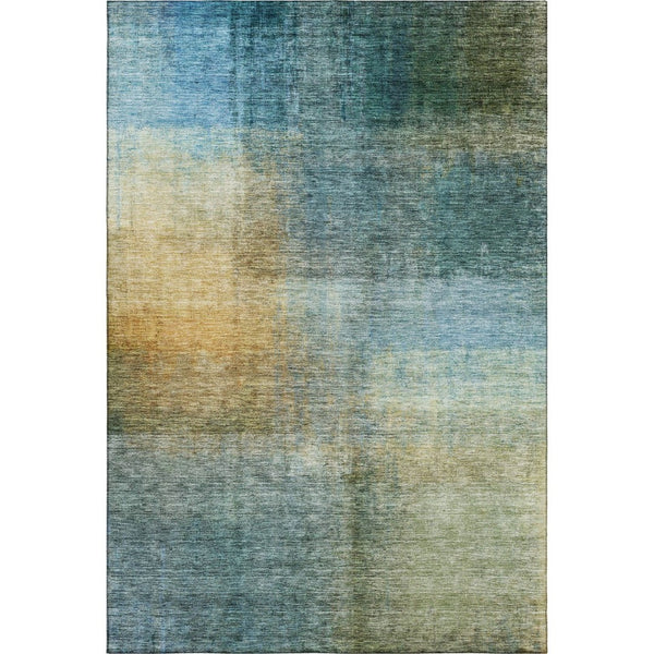 HomeRoots 5' X 8' Contemporary Blue and Brown Abstract Area Rug – Washable, Durable, UV-Protected Design! 684186