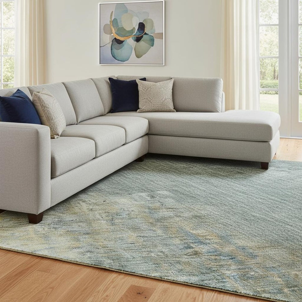 HomeRoots 8' X 10' Modern Blue and Brown Abstract Washable Area Rug with UV Protection for Busy Homes 684188