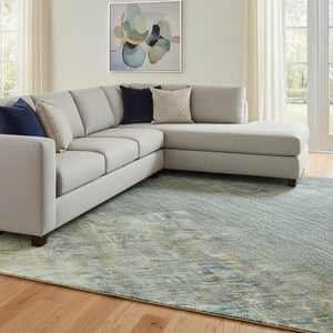 HomeRoots 8' X 10' Modern Blue and Brown Abstract Washable Area Rug with UV Protection for Busy Homes 684188