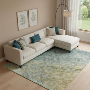 HomeRoots 9' X 12' Blue and Brown Abstract Area Rug - Washable, UV-Protected, Durable for High-Traffic Homes 684189