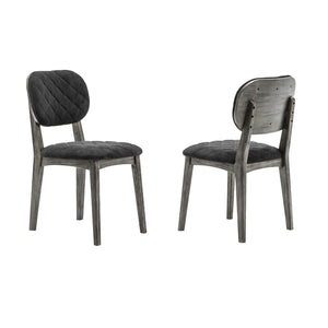 English Elm Haelen Midnight Open Back Dining Chair Set of 2 - Black Fabric, Acacia Legs, 19" Seat Height, Modern Design B2736P354338