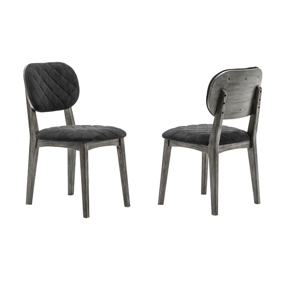 English Elm Haelen Midnight Open Back Dining Chair Set of 2 - Black Fabric, Acacia Legs, 19" Seat Height, Modern Design B2736P354338