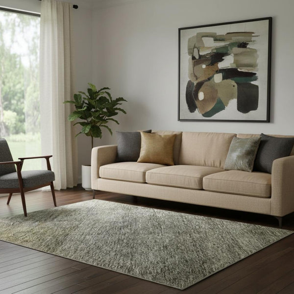 HomeRoots 5' X 8' Abstract Area Rug in Taupe, Ivory & Brown - Washable, UV-Protected, Perfect for High Traffic Areas 684192