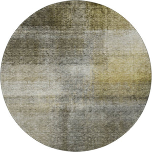 HomeRoots 8' Modern Taupe Ivory & Brown Abstract Washable Round Rug with UV Protection for High-Traffic Areas 684193