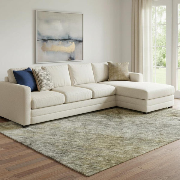 HomeRoots 8' X 10' Abstract Taupe Ivory Brown Area Rug - Washable, UV Protected, Stylish & Durable Home Decor 684194